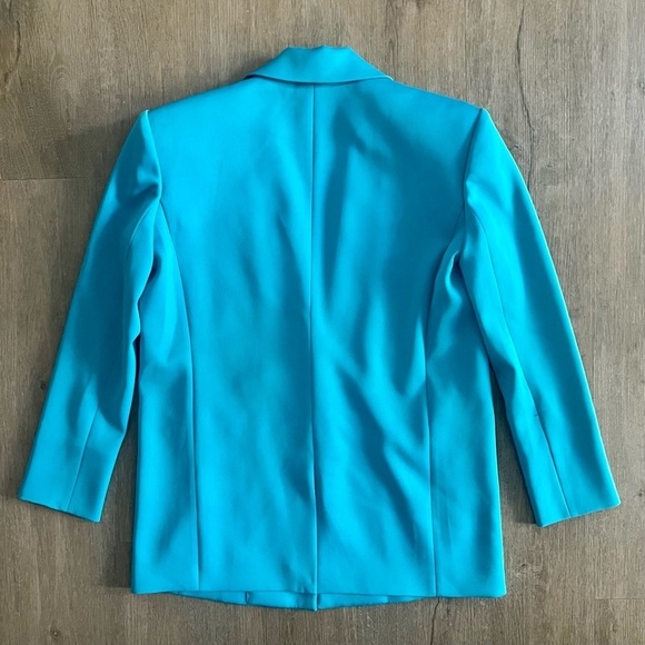 Alice + Olivia Shan Solid Oversized Satin Blazer - Ocean Blue - Size 4 - Picture 6 of 15